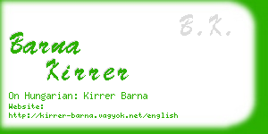 barna kirrer business card